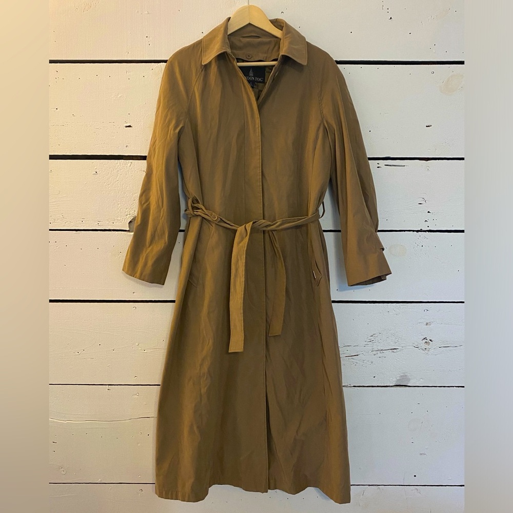 Women’s Classic London Fog Belted Trench Coat With Removable Fleece Liner Size 4